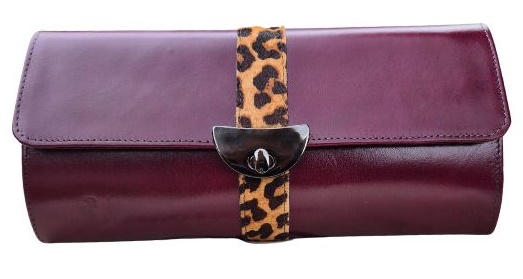 Sedna bőrtáska - burgundi, leopárd