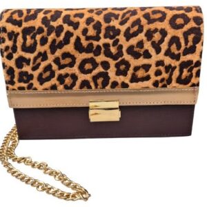 Kirké bőrtáska - csokoládé-leopárd