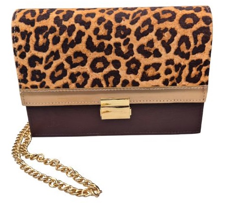 Kirké bőrtáska - csokoládé-leopárd