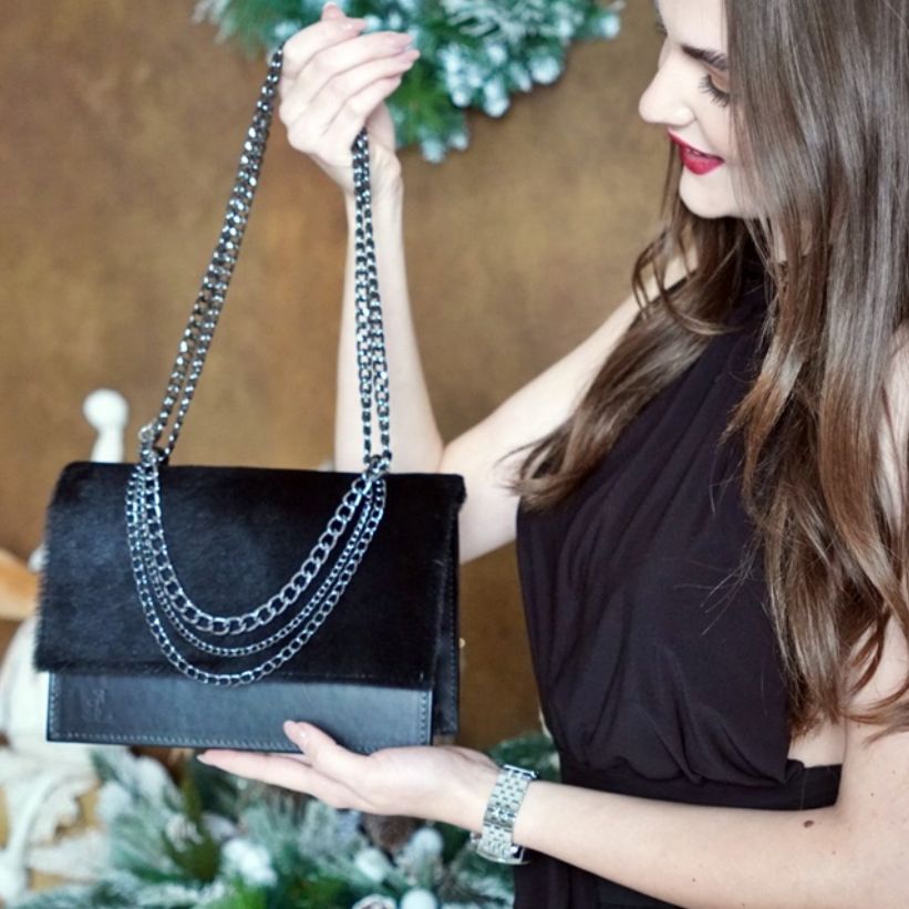 Kirké bőrtáska - fekete szőrös - Image 2