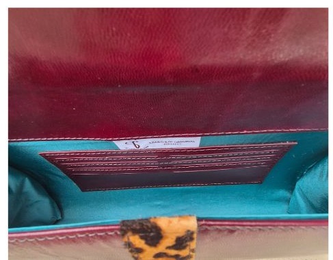 Sedna bőrtáska - burgundi, leopárd - Image 2